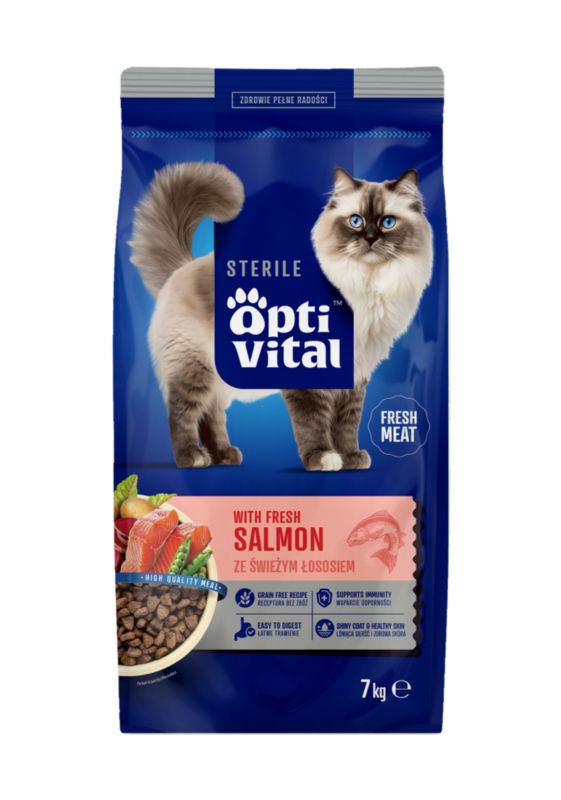 Karma sucha dla kota po sterylizacji OptiVital z łososiem 7 kg