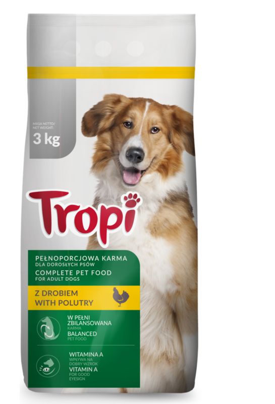 Karma sucha dla psa Tropi z drobiem 3 kg