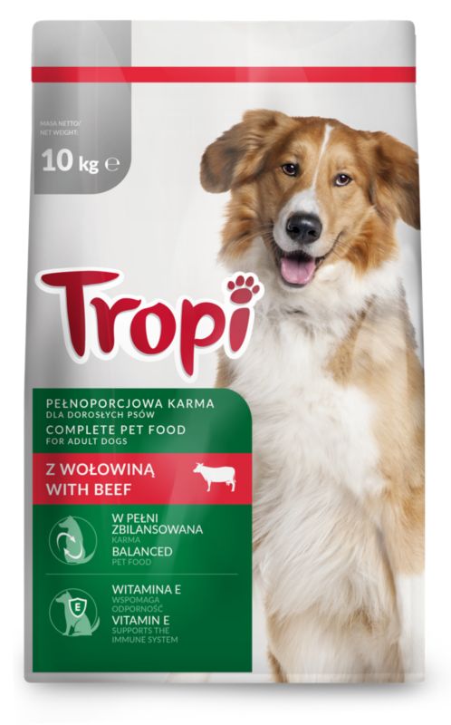 Karma sucha dla psa Tropi z wołowiną 10 kg