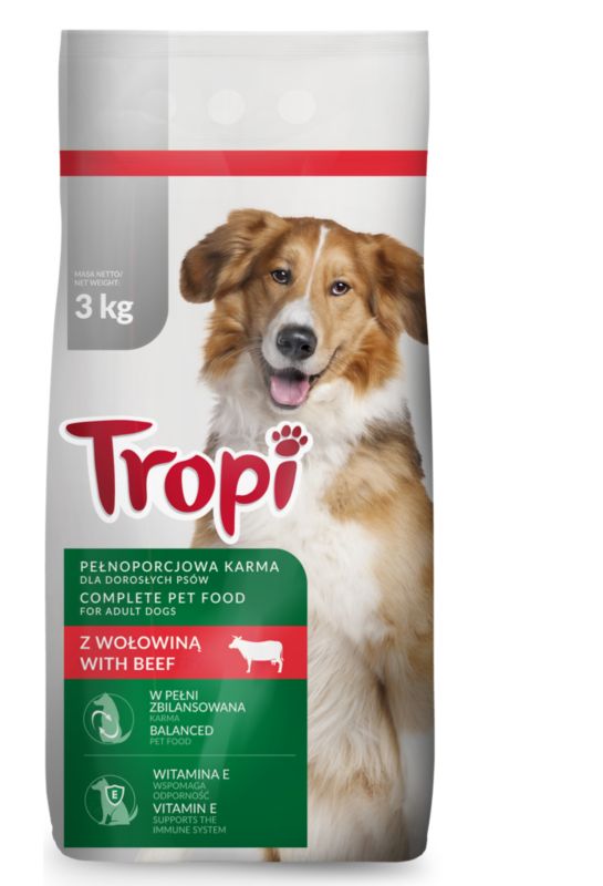 Karma sucha dla psa Tropi z wołowiną 3 kg