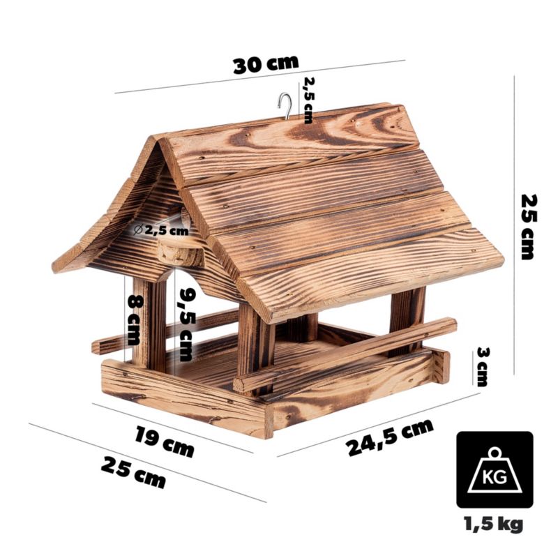 Karmnik dla ptaków KADAX domek opalany 30 x 25 cm 1 szt.