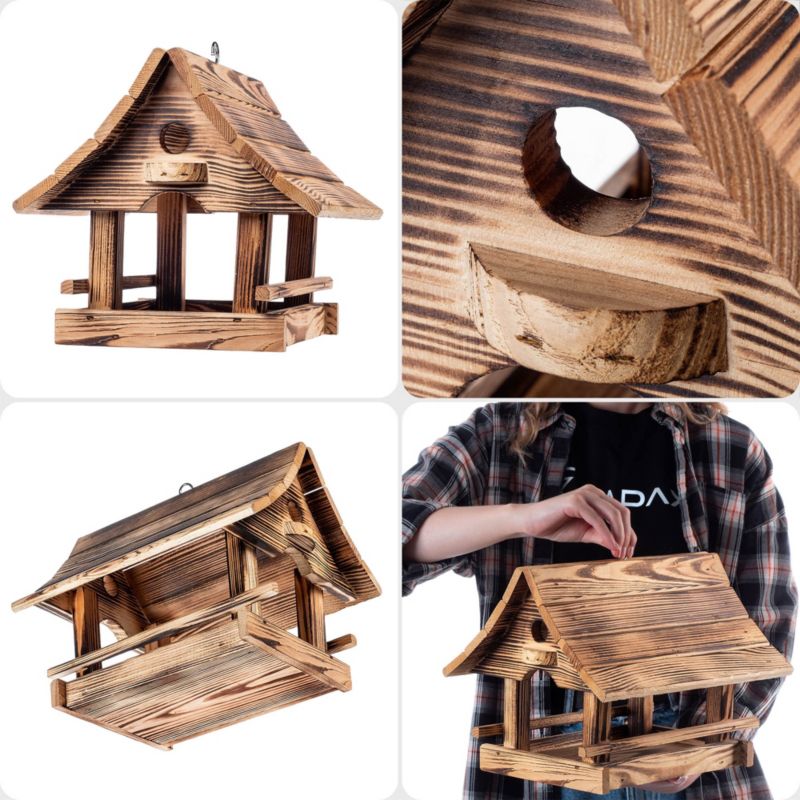 Karmnik dla ptaków KADAX domek opalany 30 x 25 cm 1 szt.