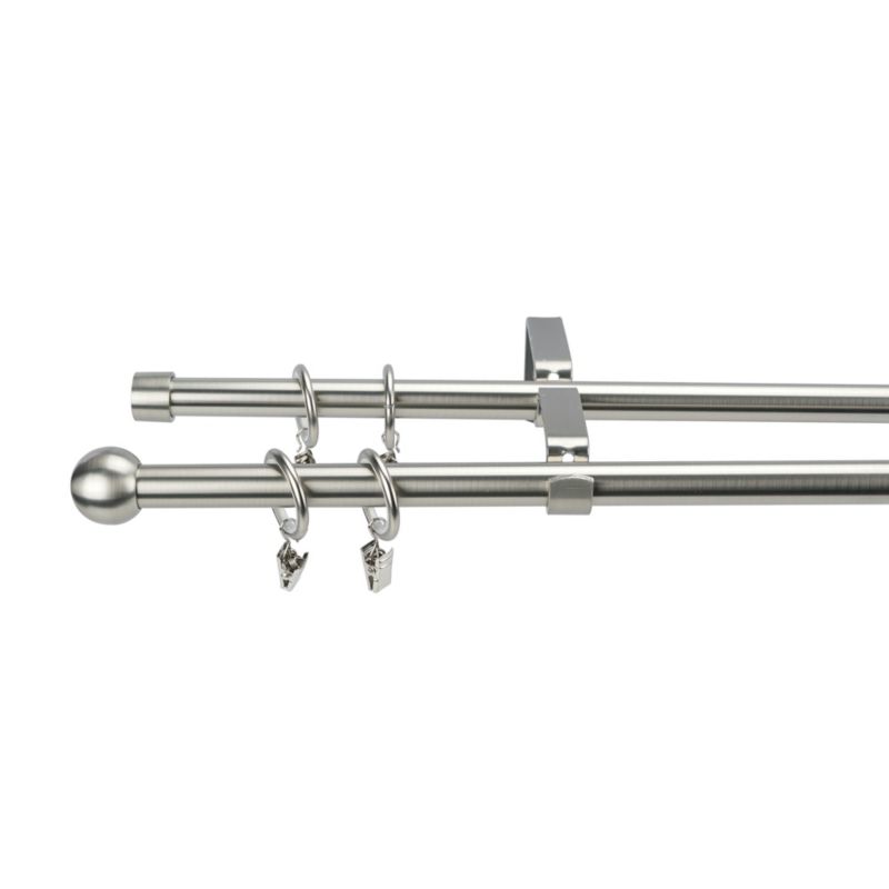 Karnisz kulka podwójny 16 mm 240 cm srebrny
