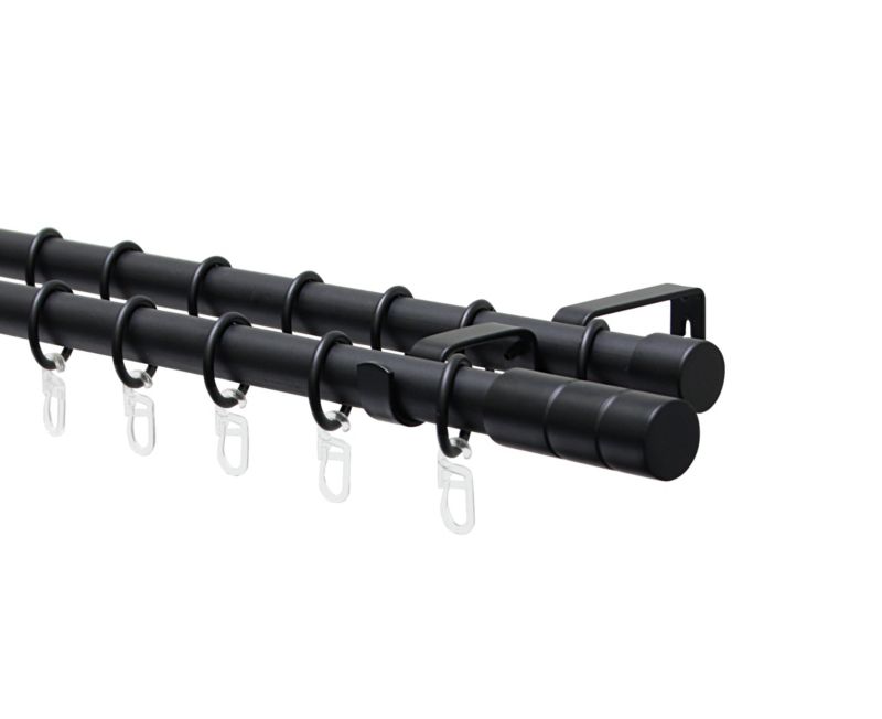 Karnisz podwójny Gardinia 16/19 mm 190-340 cm czarny