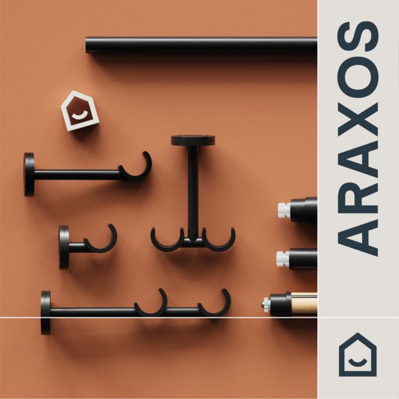 Karnisz pojedynczy GoodHome Araxosi 19 mm 160 cm stożek czarny