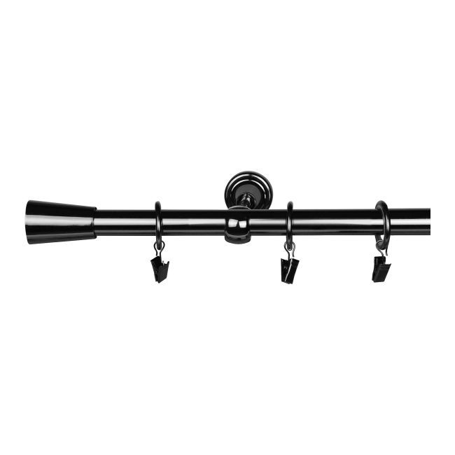 Karnisz pojedynczy GoodHome Kimlos 19 mm 160 cm stożek czarny nikiel