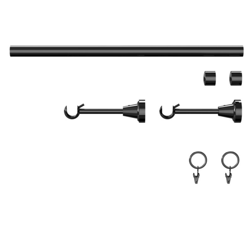 Karnisz pojedynczy Goodhome Kimlos 19 mm 200 cm zaślepka czarny