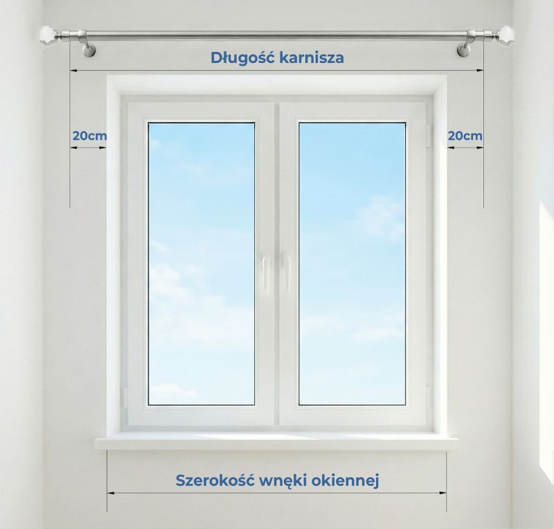 Karnisz pojedynczy Naokienko metalowy satyna 400 cm fi 19 zaślepka premium 1 szt.