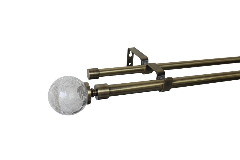 Karnisz regulowany GoodHome Antiki podwójny 16/19 mm 120-210 cm kula szkło