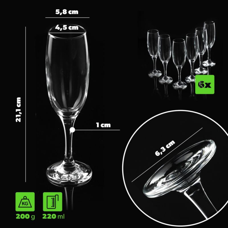 Kieliszki Do Szampana KADAX 220ml 6szt