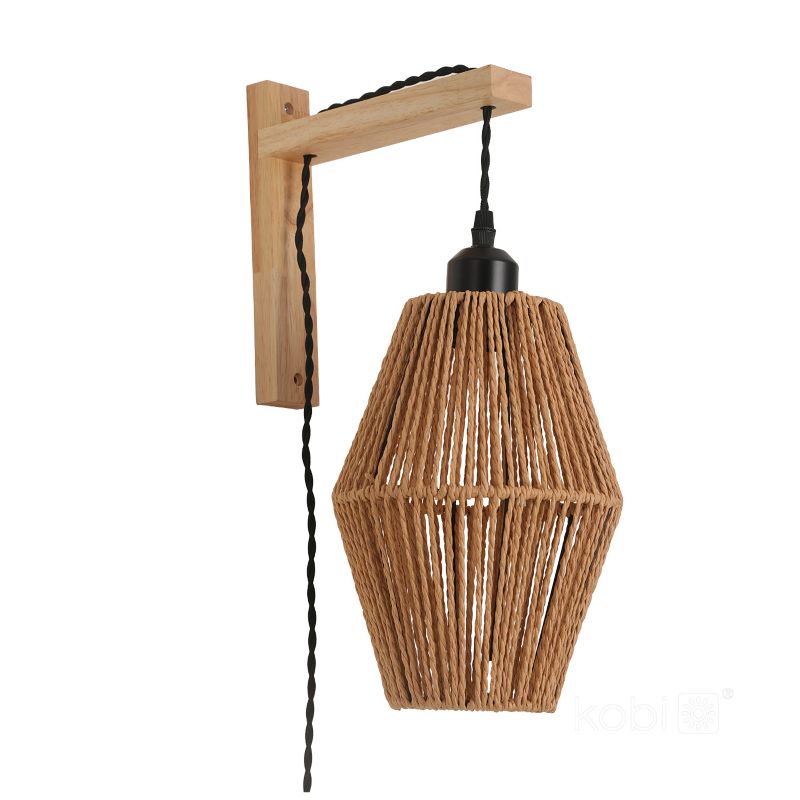 Kinkiet ścienny boho beżowy jutowy klosz 1xE27 60W BOHO SIBU WALL Kobi 1 szt.