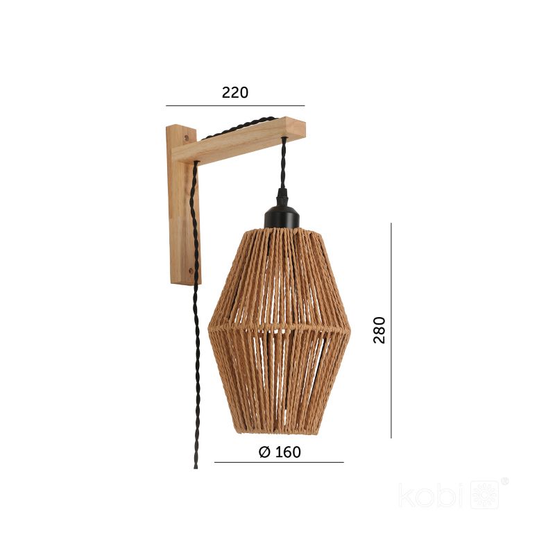 Kinkiet ścienny boho beżowy jutowy klosz 1xE27 60W BOHO SIBU WALL Kobi 1 szt.