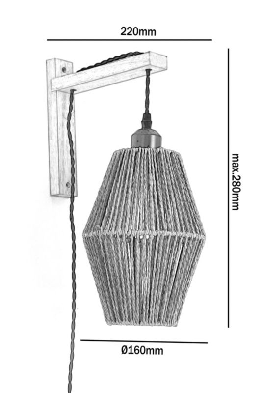Kinkiet ścienny boho beżowy jutowy klosz 1xE27 60W BOHO SIBU WALL Kobi 1 szt.