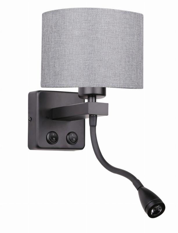Kinkiet ścienny Candellux Polo czarno-szary  2 x E27 x 40W IP20 wym: 44 x 18 x 22 cm - 1 szt.
