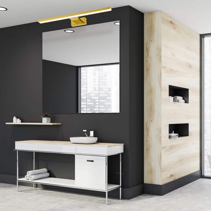 Kinkiet ścienny Milagro Shine złoto-biały  LED 15W 4000K 1050lm IP44 wym: 4 x 80 x 11,5 cm - 1 szt.