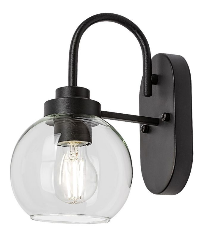 Kinkiet ścienny Rabalux Tirina czarny matowy-przezroczysty  1 x E27 x 15W IP44 wym: 26,5 x 15 x 21 cm - 1 szt.