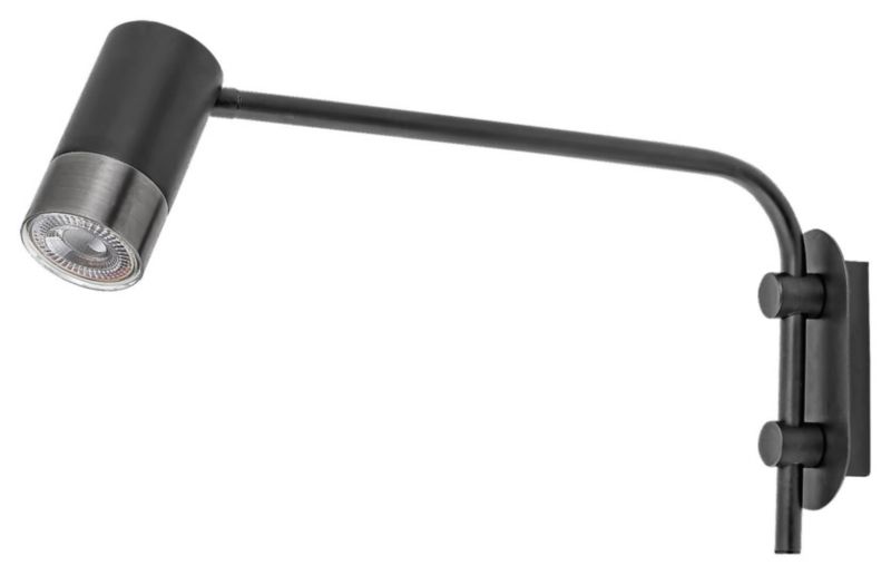 Kinkiet ścienny Rabalux Zircon czarny matowy-srebrny z włącznikiem 1 x GU10 x  IP20 wym: 25 x 6 x 38 cm - 1 szt.