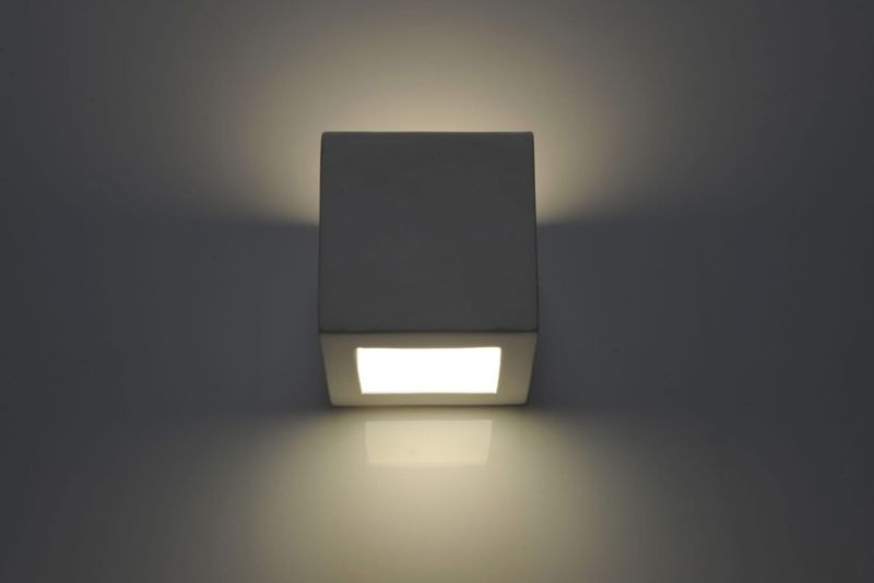 Kinkiet ścienny Sollux Lighting Leo biały ceramiczny 1 x E27 x 60W IP20 wym: 15 x 15 x 15 cm - 1 szt.