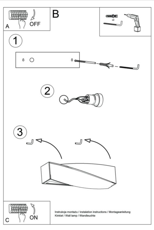 Kinkiet ścienny Sollux Lighting Sigma biały  1 x E27 x 60W IP20 wym: 15 x 42 x 12 cm - 1 szt.