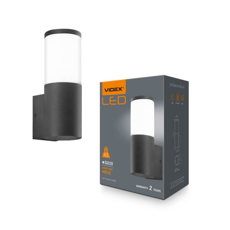 Videx Ar090 venkovní nástěnné svítidlo černobílé 1 x GU10 x IP54 rozměry: 16 x 6 x 8 cm - 1 ks.