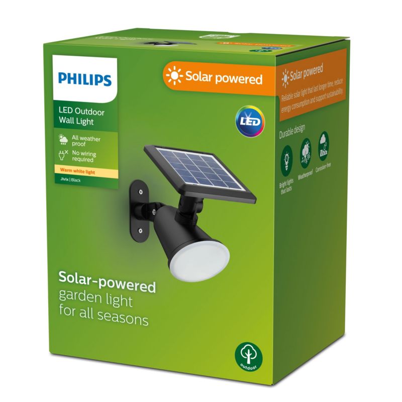 Kinkiet elewacyjny Philips solarny LED JIVIX 1,4W 2700K 150lm IP44 czarny 1 szt.
