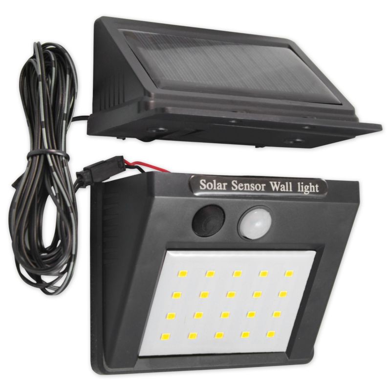Kinkiet lampa LED solarna MasterLED 3W 6500K 30xSMD czujnik ruchu kabel 2,5 m czarna IP44 1 szt.