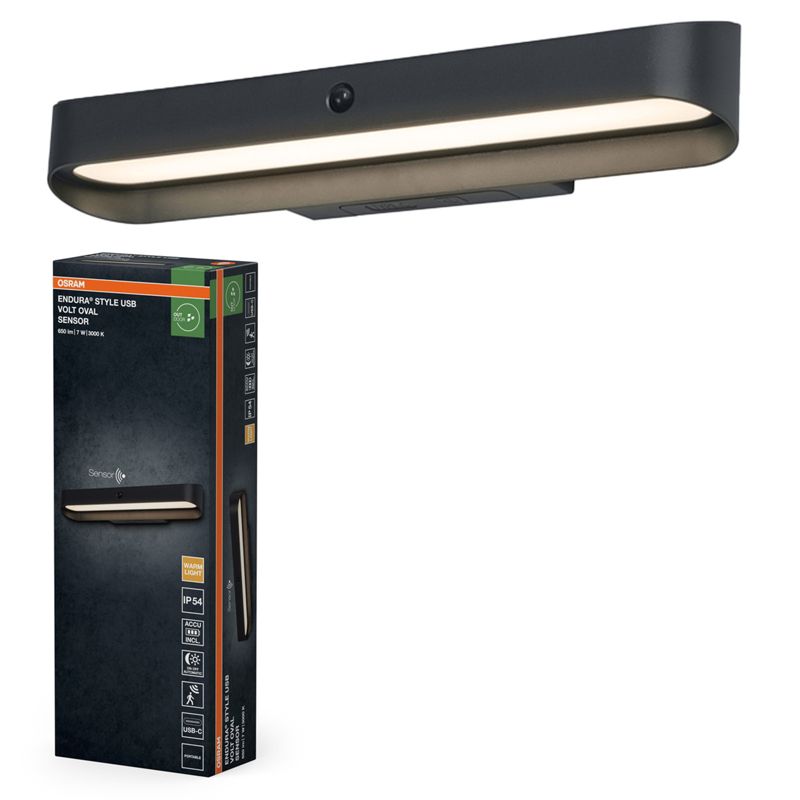Kinkiet Ogrodowy Endura Osram Lampa LED z Czujnikiem Ruchu i Zmierzchu 7W 265lm 3000K Ściemnialna Szary IP54 1 szt.