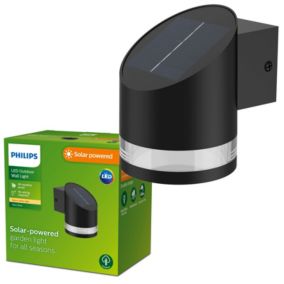 Kinkiet Ogrodowy Philips Lampa Solarna Elewacyjna Zewnętrzna LED 1.5W 200lm 2700K Czarna 1 szt.