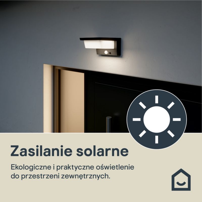Kinkiet solarny GoodHome 630 lm 5000 K z czujnikiem ruchu