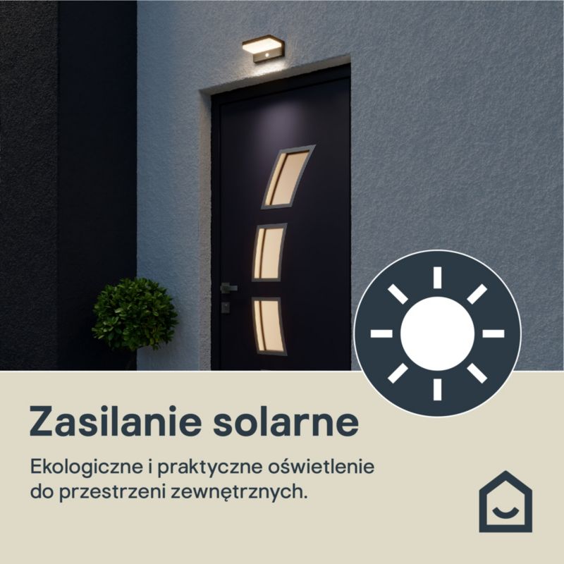 Kinkiet solaryny GoodHome Woodruff 600 lm 5000 K z czujnikiem ruchu