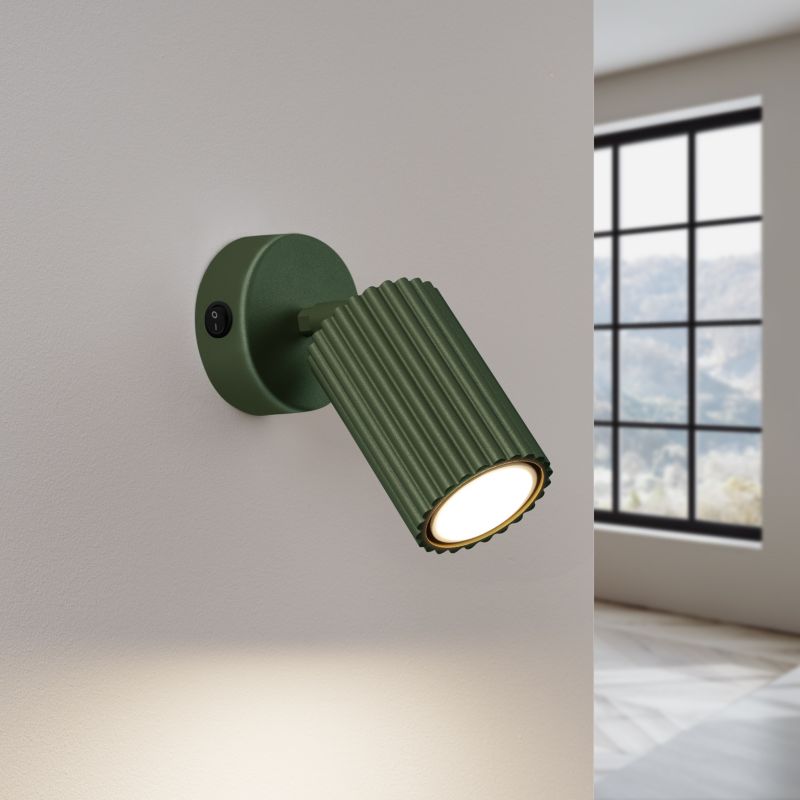 Kinkiet Sollux Lighting KARBON zielony oliwkowy z włącznikiem 1 szt.