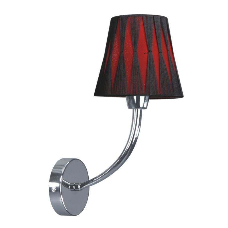 Kinkiet SPOT Light 1xE14 Max.40W Połączenie Chromu z Czerwono Czarnym Abażurem, Polski Producent, 1 szt.