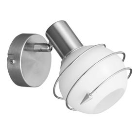 Kinkiet SPOT Light  1xE14 Max.40W Połączenie Satyny i Białego Szkła, Polski Producent, 1 szt.
