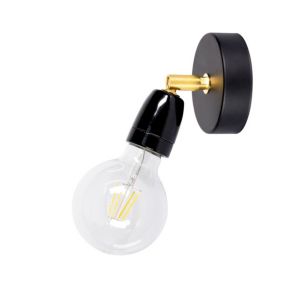 Kinkiet SPOT Light 1xE27 Max.25W Elegancka Czerń z Złotymi Akcentami, Polski Producent, 1 szt.