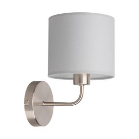 Kinkiet SPOT Light  1xE27 Max.40W Połączenie Satyny i i Jasnoszarego Abażuru, Polski Producent, 1 szt.