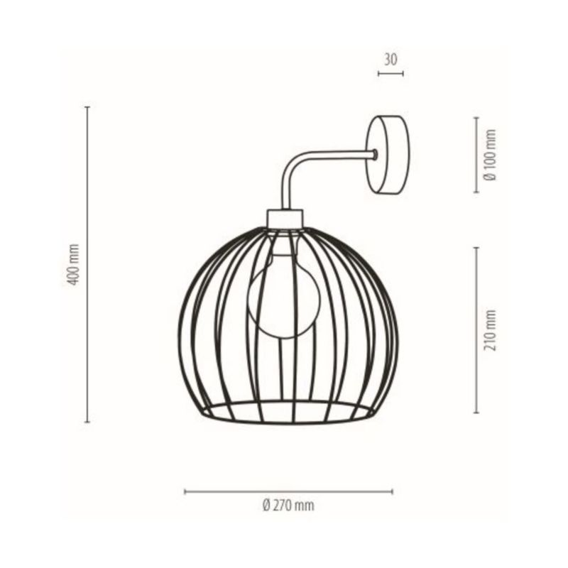 Kinkiet SPOT Light 1xE27 Max.60W Elegancka Czerń w Połączeniu z Czarnym Kloszem, Polski Producent, 1 szt.