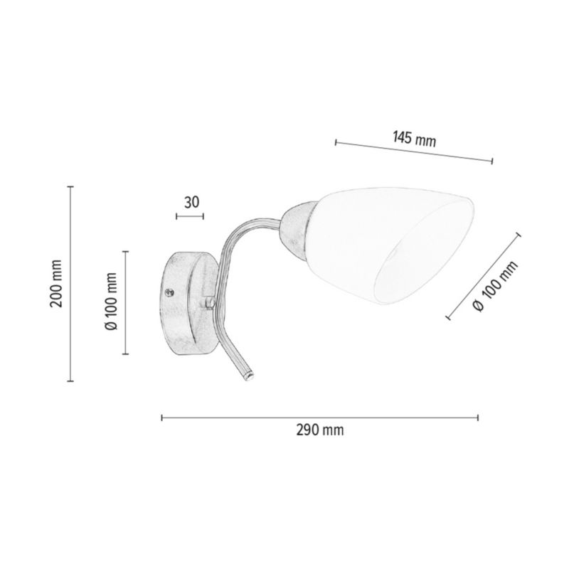 Kinkiet SPOT Light  1xE27 Max.60W Klasyczne Połączenie Satyny z Białym Kloszem, Polski Producent, 1 szt.
