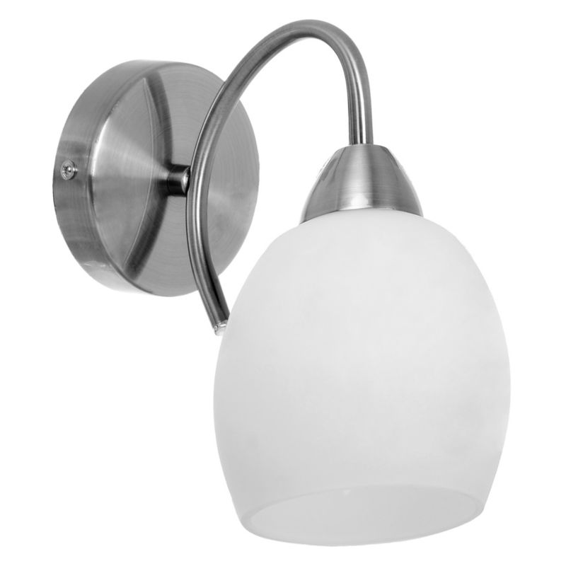 Kinkiet SPOT Light  1xE27 Max.60W Subtelne Połączenie Satyny z Białym Szkłem, Polski Producent, 1 szt.
