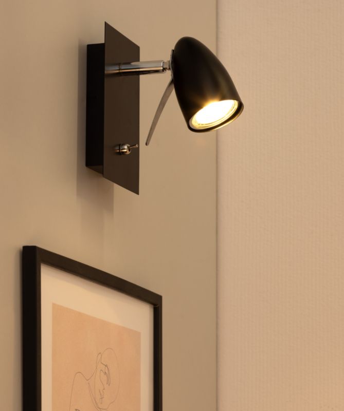 Kinkiet SPOT Light  1xGU10 Max.35W Elegancka Czerń w Industrialnym Stylu, Polski Producent, 1 szt.