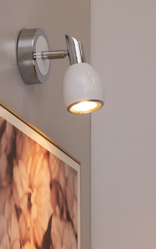 Kinkiet SPOT Light  1xGU10 Max.50W Subtelne Połączenie Chromu i Bieli, Polski Producent, 1 szt.