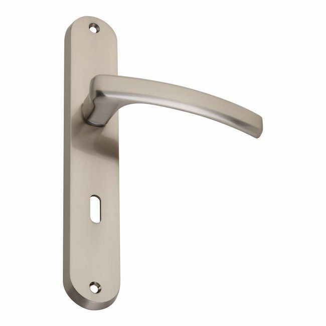 Klamka drzwiowa Gamet 72 mm szyld na klucz nikiel szczotkowany