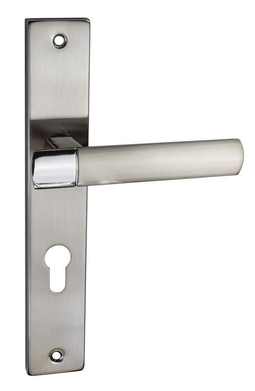 Klamka drzwiowa Gold 72 mm na klucz nikiel satyna/chrom