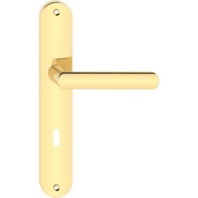 Klamka drzwiowa Metalbud Splash długi szyld 72 mm na klucz złota