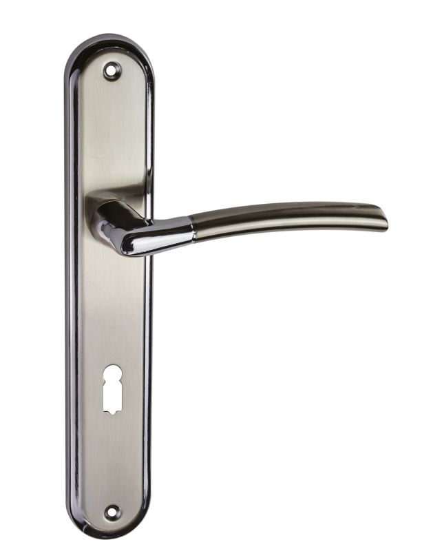 Klamka drzwiowa Schaffner Kora 72 mm na klucz nikiel satyna/chrom