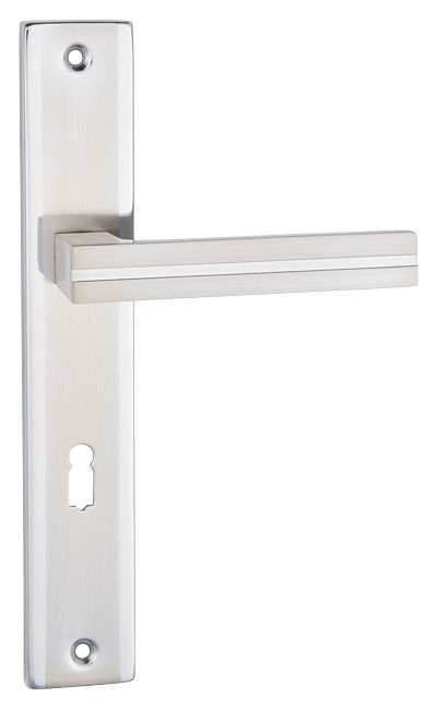 Klamka drzwiowa Schaffner Mada 72 mm na klucz nikiel satyna/chrom