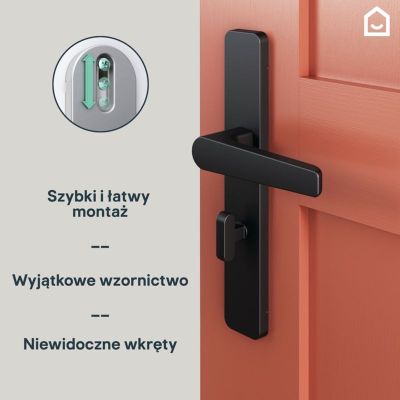 Klamka GoodHome Robust 54 mm szyld WC czarny mat