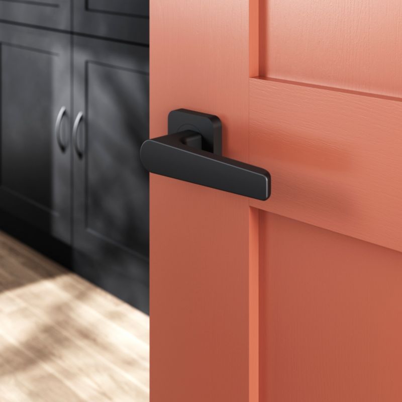 Klamka GoodHome Robust szyld kwadrat czarny mat