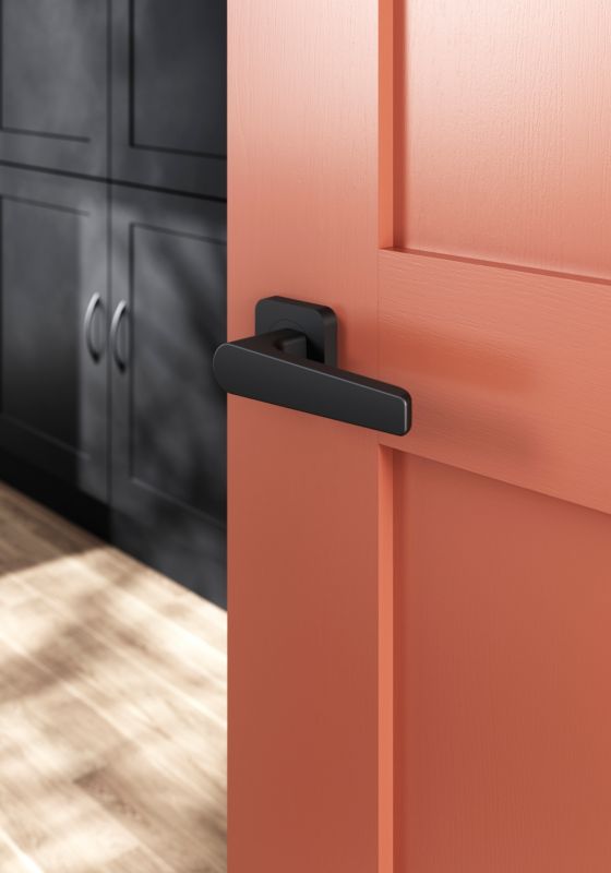 Klamka GoodHome Robust szyld kwadrat czarny mat