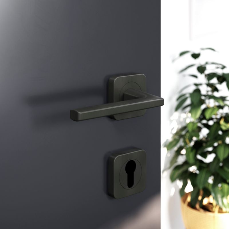 Klamka GoodHome Straight kwadratowy szyld grafit mat