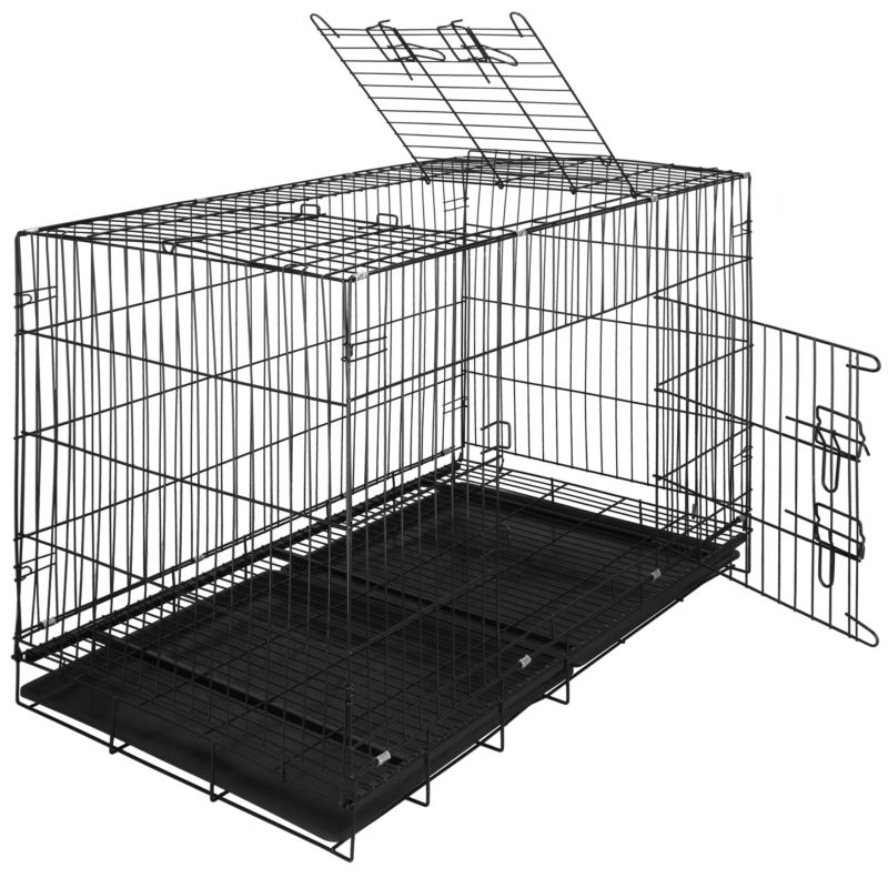 Klatka kennelowa dla zwierząt Springos kojec dla psa kota 100 x 70 x 60 cm L czarny 1 szt.